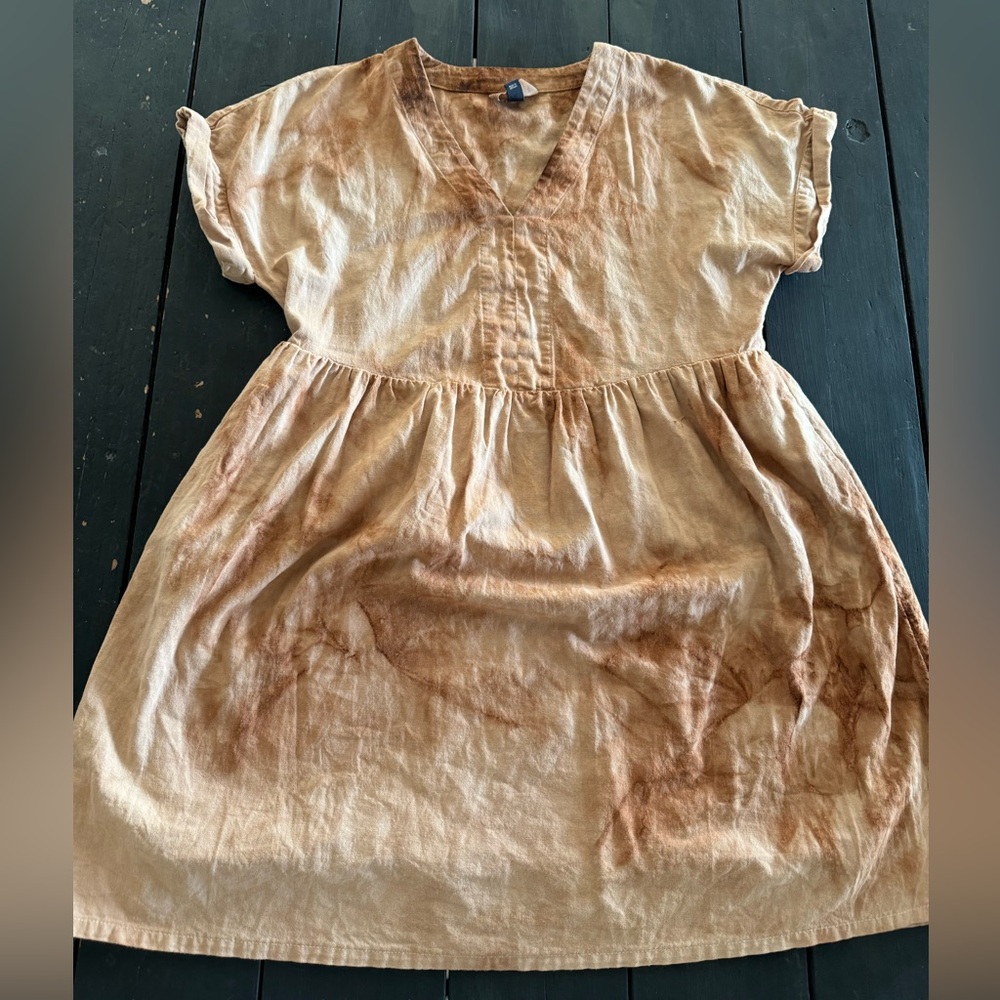 Upcycled naturally dyed universal thread dress in size small